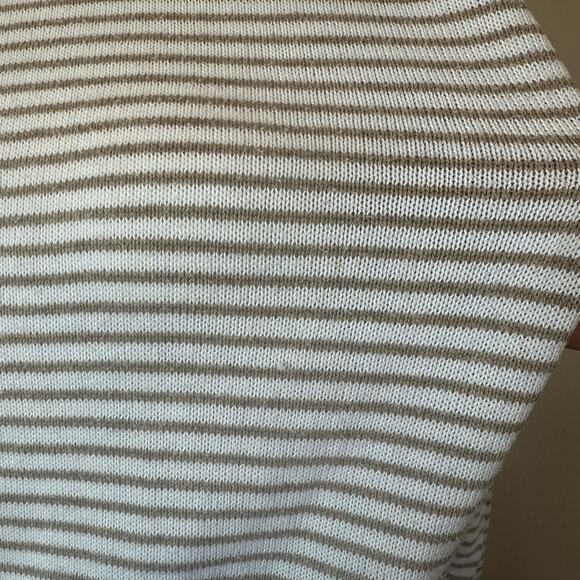 Trovata Women's Cream and Tan Striped Lightweight Cotton Sweater sz S Small Spot - Picture 5 of 8